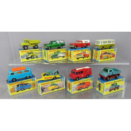 553 - MATCHBOX SUPERFAST Group of 8 to include #50 Ford Kennel Truck, #57 Land Rover Fire Truck and others... 