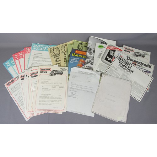 564 - MATCHBOX TOYS Printed material to include ‘Matchbox News’ dealer letters, price lists, Souvenirs/Gif... 