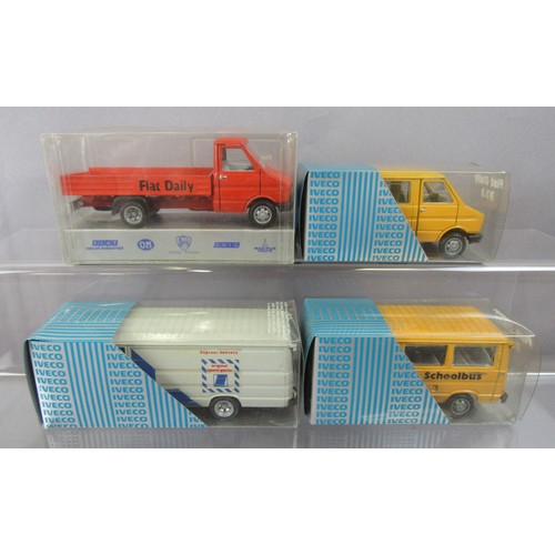 572 - OLDCARS IVECO 1/43rd Vans to include 2x Fiat Daily ‘Schoolbus’, Fiat Daily ‘Original Spare Parts’ an... 