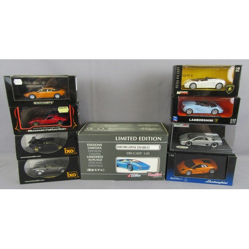 281 - LAMBORGHINI 1/43 Group to include Kyosho Jota SVR, Vitesse Diablo, Autoart Murcielago, Minichamps Ur... 