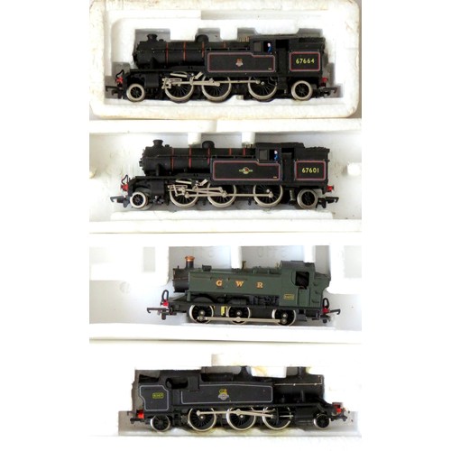 152 - BACHMANN / AIRFIX / LIMA 00 gauge Tank Locos comprising: Bachmann 2-6-2 No. 67664 BR lined black, 2-... 