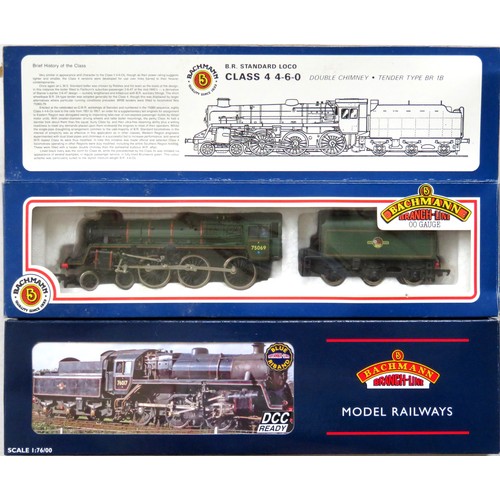 197 - BACHMANN 00 gauge Steam Locos comprising: 32-951 Class 4MT 2-6-0 Loco and BR1B Tender No. 76069 BR l... 