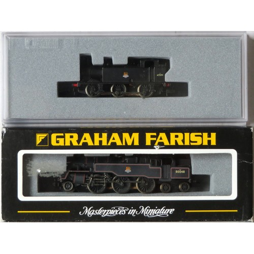 584 - GRAHAM FARISH (Bachmann) N gauge Steam Locos comprising: 372-530 2-6-4 Tank Loco No. 80048 lined bla... 