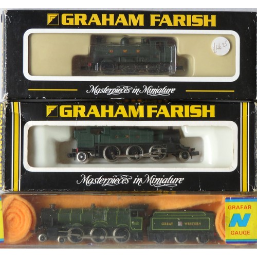 586 - GRAHAM FARISH N gauge GWR green Steam Locos comprising: 371-926 0-6-0 Pannier Tank No. 6752.  Excell... 