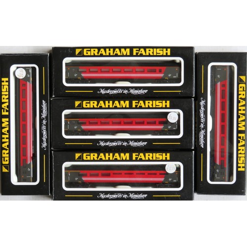 588 - GRAHAM FARISH (Bachmann) N gauge comprising: 5 x Virgin red and black livery Mk. 3 Coaches (3 x 374-... 