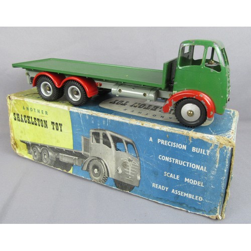 577 - SHACKLETON Foden FG Flatbed Lorry, Green with Red mudguards, (lacks motor). Good Plus in repaired Bo... 