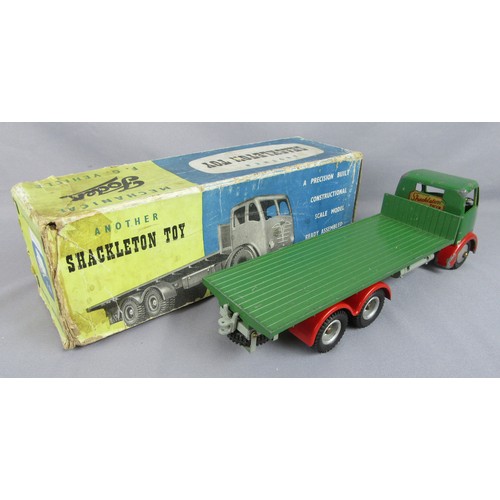 577 - SHACKLETON Foden FG Flatbed Lorry, Green with Red mudguards, (lacks motor). Good Plus in repaired Bo... 