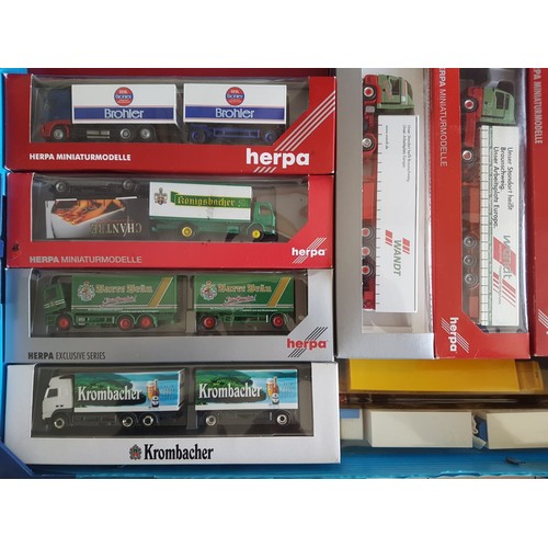 497 - HERPA / AWM 1/87 Scale Continental HGV’s to include Articulated and Drawbar lorries, various makes a... 