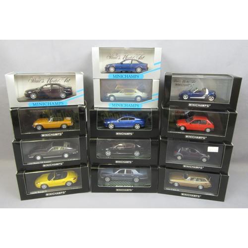 375 - MINICHAMPS 1/43rd Group of cars to include Rolls Royce, Bentley, Ford, Volvo, MG and others. Near Mi... 