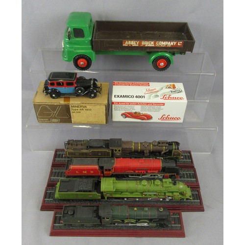 479 - SCHUCO Examico 4001, Minerva Type AR 1932, Tri-ang Lorry plus 4x Atlas Editions Steam Locomotives. G... 