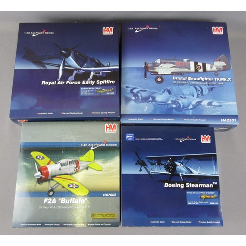 482 - HOBBY MASTER Aircraft to include HA8102 Boeing Stearman N2S-2 Kaydet, HA7006 F2A Buffalo, HA7803 Spi... 