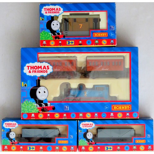 568 - HORNBY (China) Thomas & Friends comprising: R9087 “Thomas”, “Annie” and “Clarabel) Set, R9046 “Toby ... 