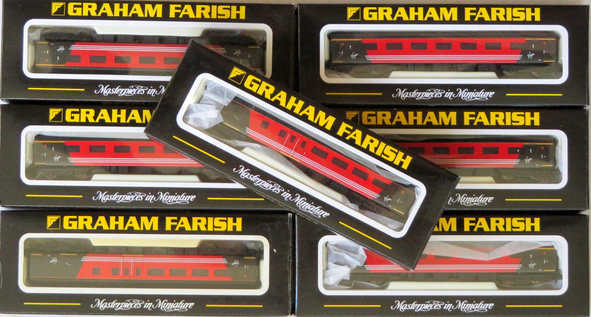 GRAHAM FARISH (Bachmann) N Gauge 7 X Virgin Trains Livery Coaches (4 X ...