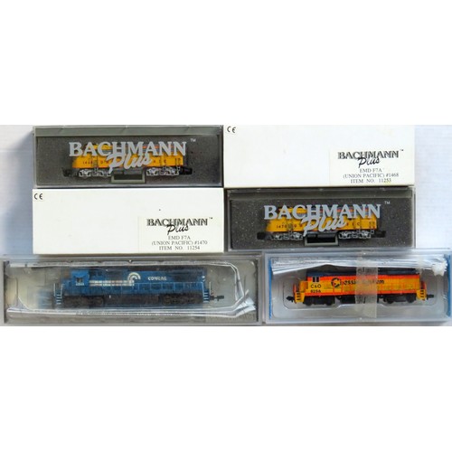 555 - BACHMANN Spectrum N gauge American Outline Diesel Locos comprising: 11253 EMD F7A No. 1468 Union Pac... 