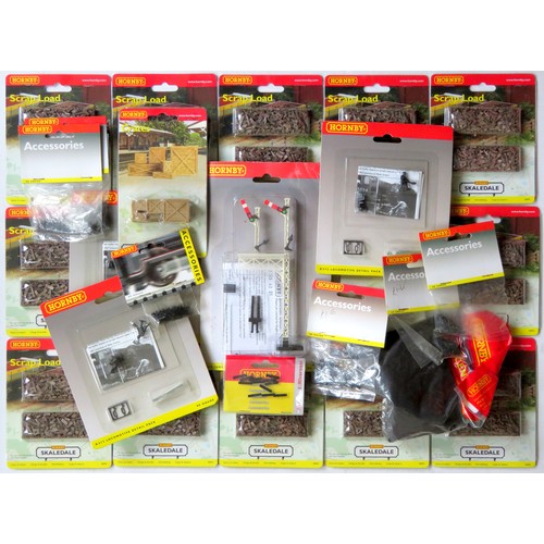 32 - HORNBY 00 gauge 26 x Accessories and Card Header Accessories Packs to include: R169 Junction Home Si... 