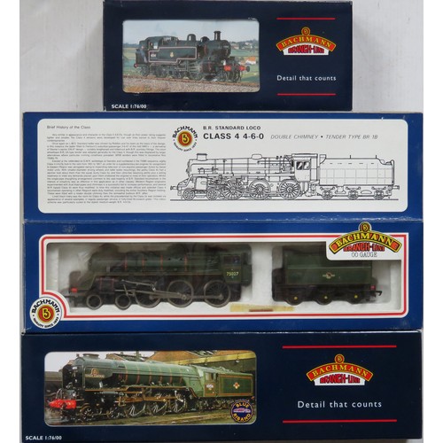 40 - BACHMANN 00 gauge Steam Locos comprising: 31-106 Class 4 4-6-0 Loco and Tender No. 75027 BR lined gr... 