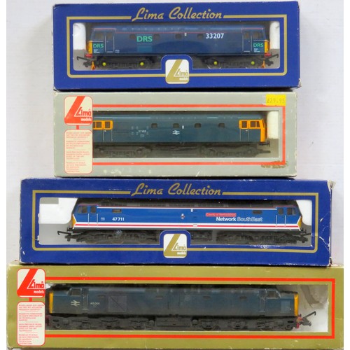 50 - LIMA 00 gauge Diesel Locos comprising: Class 40 No. 40066 BR blue weathered, Class 47 “County of Her... 