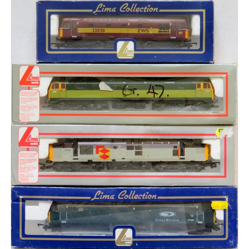 163 - LIMA 00 gauge Diesel Locos comprising: Class 47 No. 47830 Great Western livery, Class 37 No. 37185 2... 