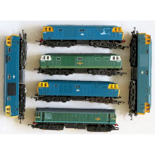 175 - HORNBY 00 gauge Bo-Bo Diesel Locos comprising: 5 x No. D7063 (4 x BR blue, 1 x BR green), 1 x D7590 ... 