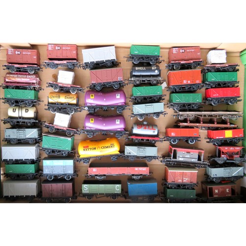 215 - HORNBY / BACHMANN 00 gauge 45 x Goods Wagons to include: Tankers, Brake Vans, Bogie Wagons, Railfrei... 