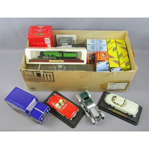 299 - MIXED DIECAST to include Shell Sportscars, Cararama, Burago, boxed Coronation Coach and others. Near... 