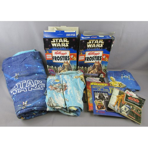 241 - STAR WARS assorted vintage items to include cereal boxes, blanket, duvet set and assorted books and ... 