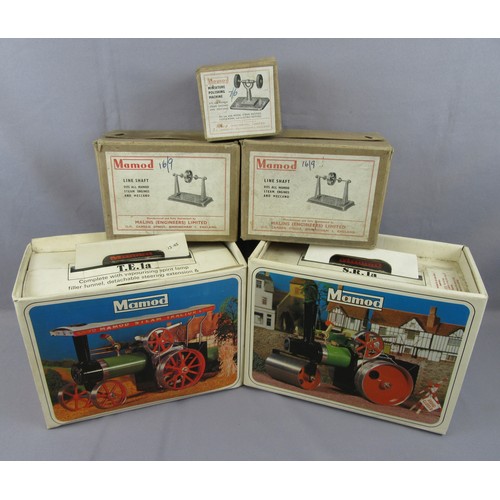 253 - MAMOD TE1a Traction Engine, SR1a Steam Roller, 2x Mamod Line Shaft and Miniature Polishing Machine. ... 