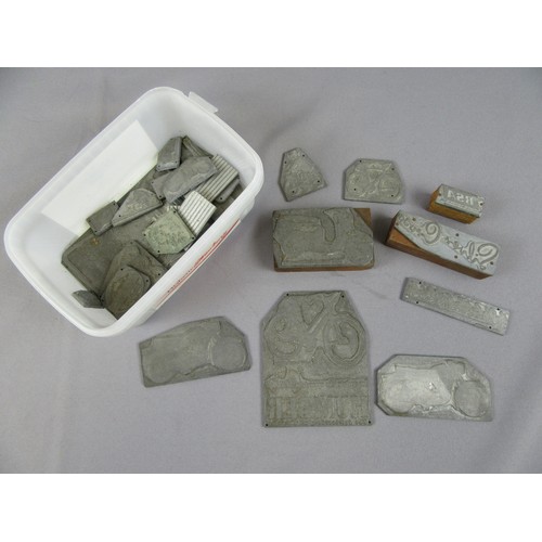 259 - LEAD PRINTING PLATES, mostly bicycle and motorcycle related images