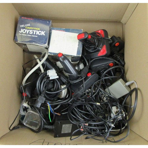 272 - ATARI ST, quantity of joysticks, mice, and various cables and leads (all untested).