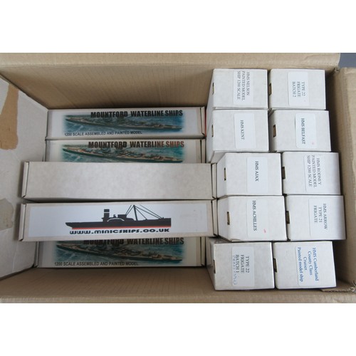 425 - MOUNTFORD 1:1200 Scale Waterline Ships to include Britannia (Royal Yacht), HMS Cumberland, HMS Victo... 