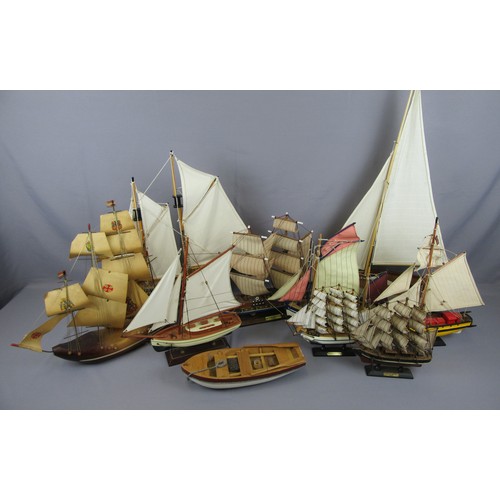 439 - WOODEN YACHTS & GALLEONS to include Blue Nose, Constitution, Cutty Sark and others. Good to Excellen... 