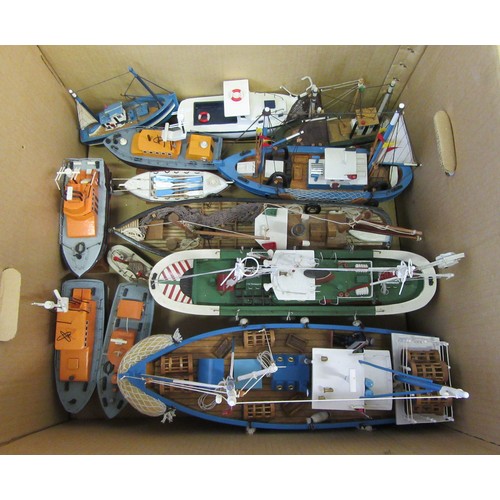 442 - WOODEN SHIP Models to include Fishing Boats, Trawlers and Lifeboats. Good to Excellent. (14)   COLLE... 