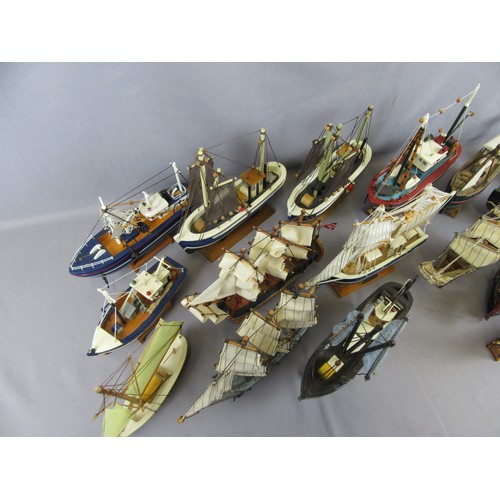 444 - WOODEN SHIP Models to include Fishing Boats, Trawlers and others plus RNLI Rowing Lifeboat on wooden... 