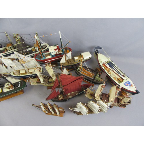 444 - WOODEN SHIP Models to include Fishing Boats, Trawlers and others plus RNLI Rowing Lifeboat on wooden... 