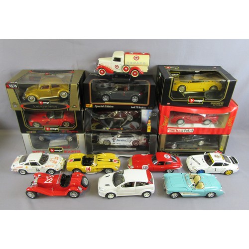 454 - BURAGO / POLISTIL / MAISTO 1/18th models to include Bugatti EB110, Porsche 959 and others. Mint in G... 