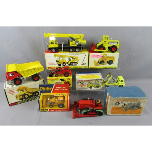 501 - DINKY TOYS Plant Vehicles to include 976 Michigan Dozer (side panels missing), 980 Coles Crane Truck... 