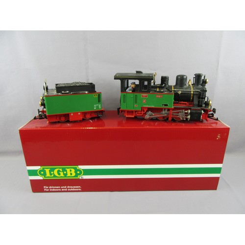 370 - LGB G Scale 3.5” Gauge Tender Locomotive comprising Henschel 0-6-0  Frank S Green/Black 24v DC Cat N... 