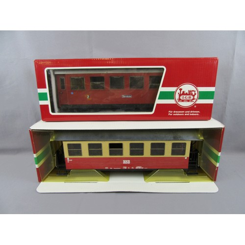 371 - LGB G Scale 3.5” Gauge Carriages comprising HSB Bogie Carriage Red/Cream Cat No 33736. Zillertalbahn... 