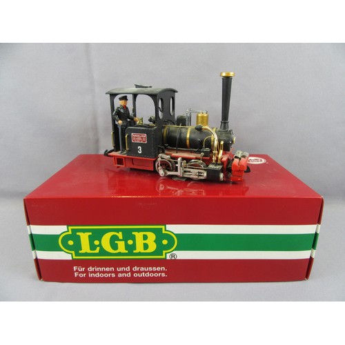 377 - LGB G Scale 3.5” Gauge Tank Locomotive comprising Henschel & Sohn 0-4-0T No 3 Black 24v DC Cat No 23... 