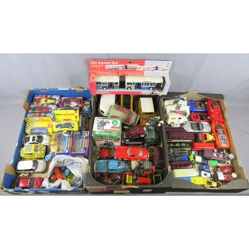 402 - MIXED DIECAST, 3 trays of boxed and unboxed models to include CORGI/ATLAS/HALSALL/MAISTO comprising ... 