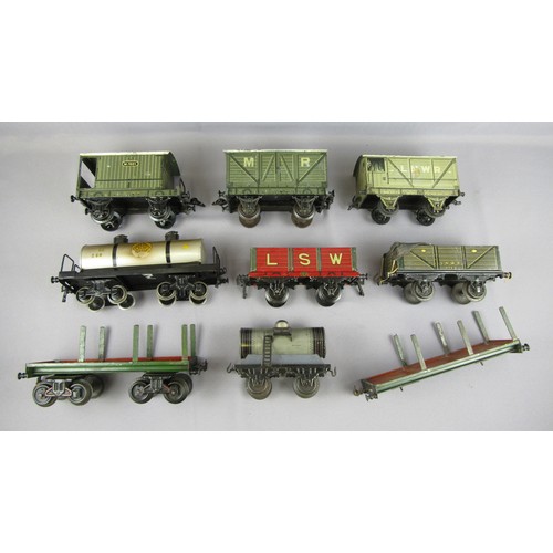 525 - CARETTE for BASSETT LOWKE Gauge 1 Tinplate Goods Wagons comprising Bogie Tank Wagon. 4-wheel Tank Wa... 