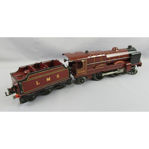 529 - HORNBY 0 Gauge 20volt Electric 4-4-2 Locomotive with 6-wheel tender LMS 6100 Royal Scot lined red. E... 