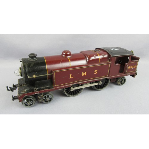 533 - HORNBY 0 Gauge 20volt Electric 4-4-2 Tank Locomotive LMS No 6954 lined red. Good, no box.