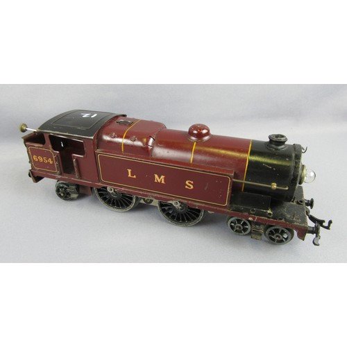 533 - HORNBY 0 Gauge 20volt Electric 4-4-2 Tank Locomotive LMS No 6954 lined red. Good, no box.