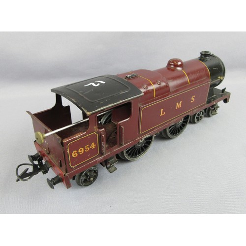 533 - HORNBY 0 Gauge 20volt Electric 4-4-2 Tank Locomotive LMS No 6954 lined red. Good, no box.