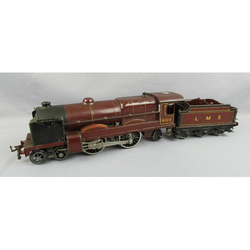 537 - HORNBY 0 Gauge 20volt Electric 4-4-2 Locomotive LMS No 6100 Royal Scot with 6-wheel tender lined red... 