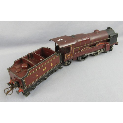 537 - HORNBY 0 Gauge 20volt Electric 4-4-2 Locomotive LMS No 6100 Royal Scot with 6-wheel tender lined red... 