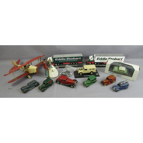 552 - MINIC / DINKY / ATLAS group to include 4x Minic clockwork cars, 2x Dinky, Atlas ‘Eddie Stobart’ truc... 