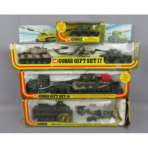 307 - CORGI TOYS MILITARY to include GS-10 Tank Transporter Set, GS-17, 908 AMX30D Recovery Tank and 906 S... 