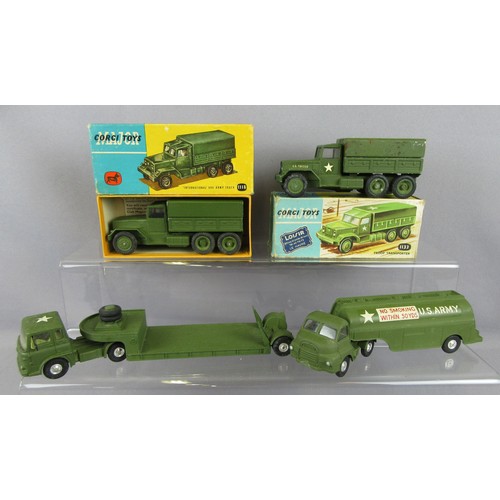 308 - CORGI TOYS MILITARY to include 1133 Troop Transporter, 1118 International 6x6 Army Truck, 1134 Bedfo... 